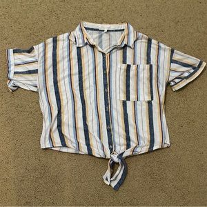 Eden and Olivia size M multi-color striped button down short sleeve top